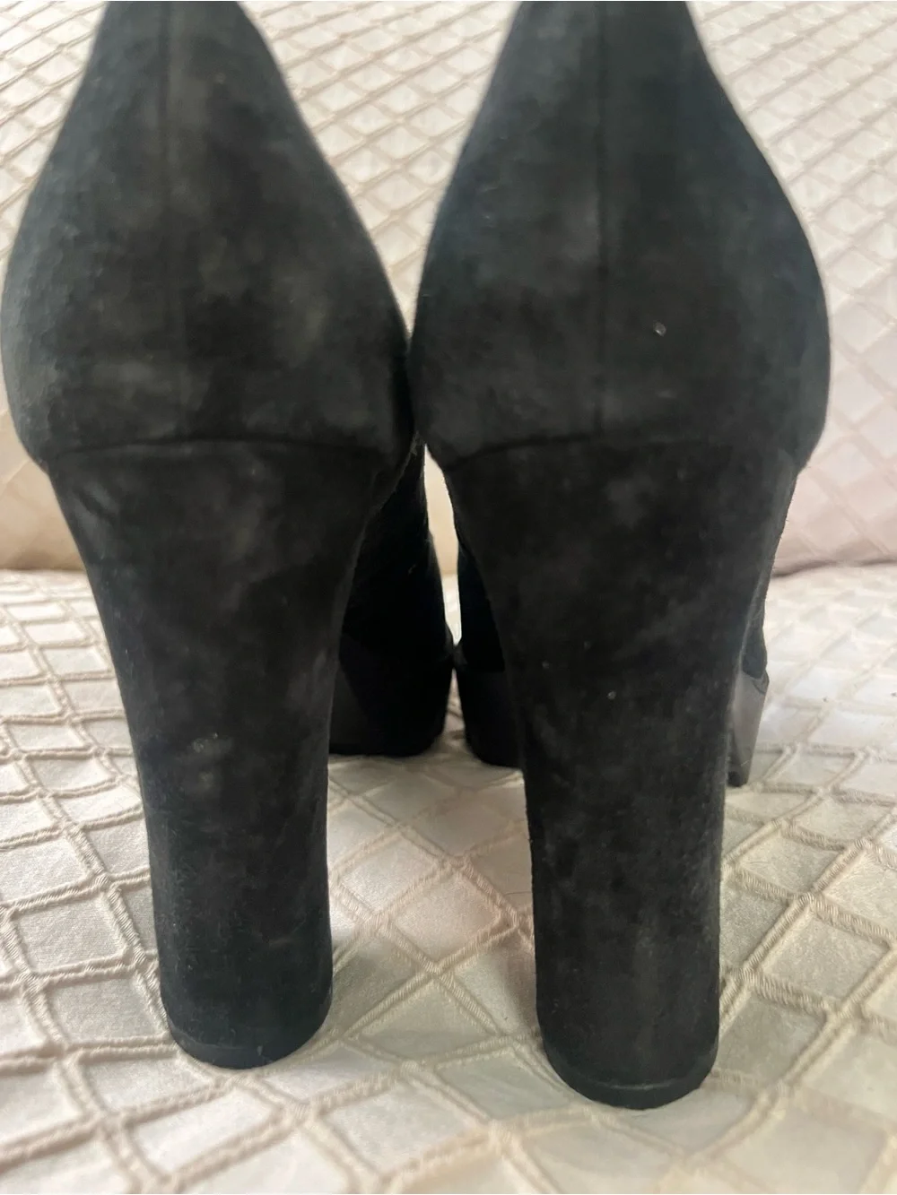 Nine West Black Suede Lug Platform Pumps